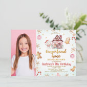 Foto Gingerbread Huis Decoreren Verjaardag Kaart (Staand voorkant)