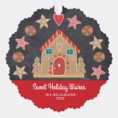 Foto Gingerbread Sweet Holiday Wishes Krijtbord Ornament Kaart (Voorkant)