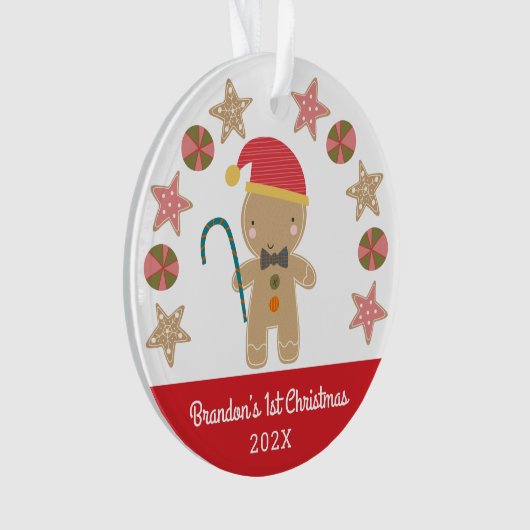 Foto GingerbrooBoy Baby First KerstRed Ornament (voorkant)