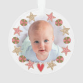 Foto GingerbrooBoy Baby First KerstRed Ornament (achterkant)