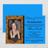 Foto Giraffe Afstuderen Uitnodiging (Voorkant / Achterkant)