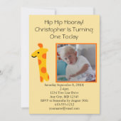 Foto Giraffe Oranje en Geel 1e verjaardag Kaart (Voorkant)