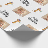 Foto Giraffe Verjaardags Inpakpapier (Hoek)