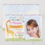 Foto: Giraffe verjaardagsuitnodiging Safari oerwou Kaart (Voorkant / Achterkant)