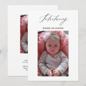 Foto Girl Birth Announcement Kaart (Voorkant / Achterkant)