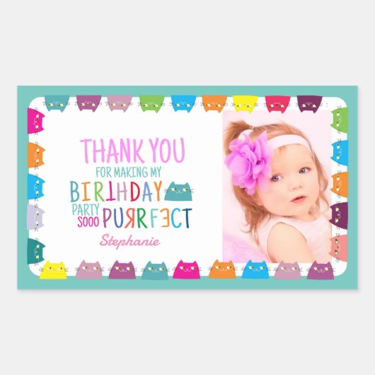 Foto Girl Birthday Dank je Rechthoekige Sticker (Voorkant)