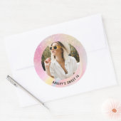 Foto girly chic roze glitter marmer Sweet 16 Ronde Sticker (Envelop)