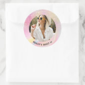 Foto girly chic roze glitter marmer Sweet 16 Ronde Sticker (Tas)