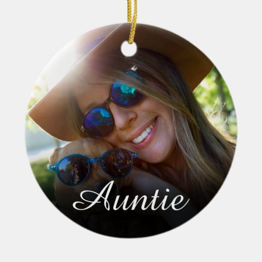 Foto Girly Pink Fun Script tante Definition Keramisch Ornament (Voorkant)