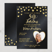 Foto: Glam Black & Gold 50 en Fabulous Birthday Kaart (Voorkant / Achterkant)