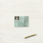 Foto Glam Custom Blauwgroen Sparkly Diamond Sequin Post-it® Notes (Op bureau)