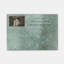 Foto Glam Custom Blauwgroen Sparkly Diamond Sequin Post-it® Notes