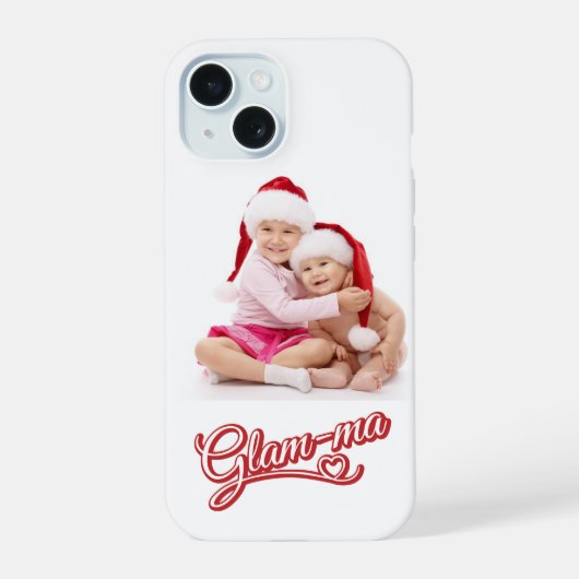 Foto Glamma rood/wit op wit iPhone 15 Case (Achterkant)