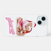 Foto Glamma roze/wit op wit iPhone 15 Case (Achterkant horizontaal)
