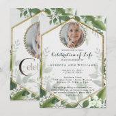 Foto: Glitter Foliage Greenery Celebration of Life Kaart (Voorkant / Achterkant)