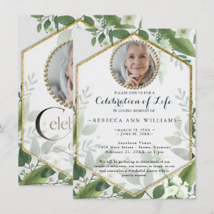 Foto: Glitter Foliage Greenery Celebration of Life Kaart