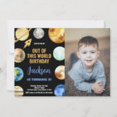 Foto Glitter Raket Buitenruimte Verjaardag Kaart (Voorkant)