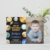 Foto Glitter Raket Buitenruimte Verjaardag Kaart (Staand voorkant)