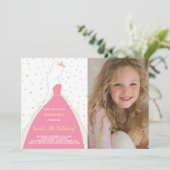 Foto Glitter Roze Prinses Verjaardag Uitnodigingen (Staand voorkant)