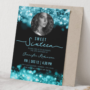 FOTO Glitterende Lichten Sweet 16 Verjaardag Turqu Kaart