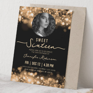 FOTO Glitterlichten Zoete 16 Verjaardag Goud Kaart