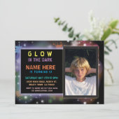 Foto gloed in the Dark Birthday Invitation Kaart (Staand voorkant)