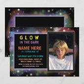 Foto gloed in the Dark Birthday Invitation Kaart (Voorkant / Achterkant)