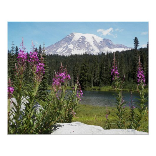 Foto Glossy van Rainier en Wildflower Perfect Poster (Voorkant)