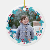 Foto Gnome Sweet Gnome Schattigee Elf Bloemenkrans Keramisch Ornament (Achterkant)