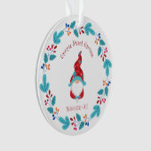 Foto Gnome Sweet Gnome Schattigee Elf Bloemenkrans Ornament (voorkant)