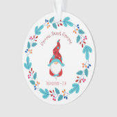 Foto Gnome Sweet Gnome Schattigee Elf Bloemenkrans Ornament (voorkant)