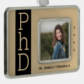 Foto Gold Black PhD Afstuderen kerstversiering Verzilverd Omlijst Ornament (Rechts)