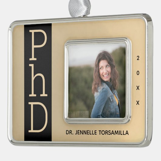 Foto Gold Black PhD Afstuderen kerstversiering Verzilverd Omlijst Ornament (Links)