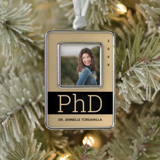 Foto Gold Black, PhD Afstuderen Verzilverd Omlijst Ornament (Boom)