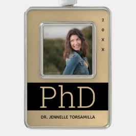 Foto Gold Black, PhD Afstuderen Verzilverd Omlijst Ornament