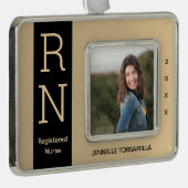 Foto Gold Black RN Nurse Verzilverd Omlijst Ornament (Rechts)