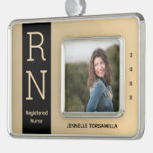 Foto Gold Black RN Nurse Verzilverd Omlijst Ornament (Links)