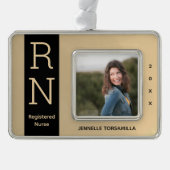 Foto Gold Black RN Nurse Verzilverd Omlijst Ornament (Voorkant)