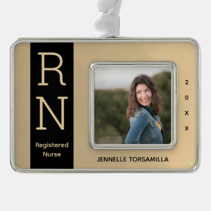Foto Gold Black RN Nurse Verzilverd Omlijst Ornament