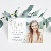 Foto Gold Botanical Letter Graduation Party Kaart