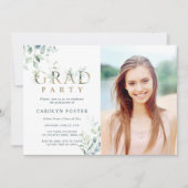 Foto Gold Botanical Letter Graduation Party Kaart (Voorkant)
