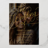 Foto Gold Calligraphy Script Wedding Folie Uitnodiging (Voorkant)
