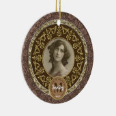 Foto Gold Classic Damask Herdenking Chocolade Keramisch Ornament (Rechts)