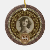 Foto Gold Classic Damask Herdenking Chocolade Keramisch Ornament (Voorkant)