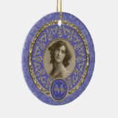 Foto: Gold Classic Damask Herdenkingslavender Keramisch Ornament (Rechts)