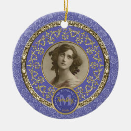 Foto: Gold Classic Damask Herdenkingslavender Keramisch Ornament