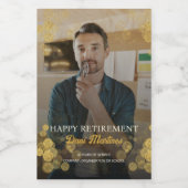 Foto Gold Confetti Happy Retirement Party Wijn Etiket (Enkel label)