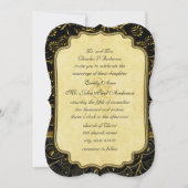 Foto Gold Damask Swirls Wedding Invitation Kaart (Voorkant)