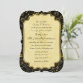 Foto Gold Damask Swirls Wedding Invitation Kaart (Staand voorkant)