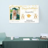 Foto Gold en white Cheerlead Afstuderen Spandoek (Beurs)